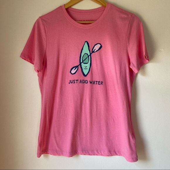Life is good JUST ADD WATER KAYAK SHORT SLEEVE VEE | TEE PINK - Picture 2 of 7